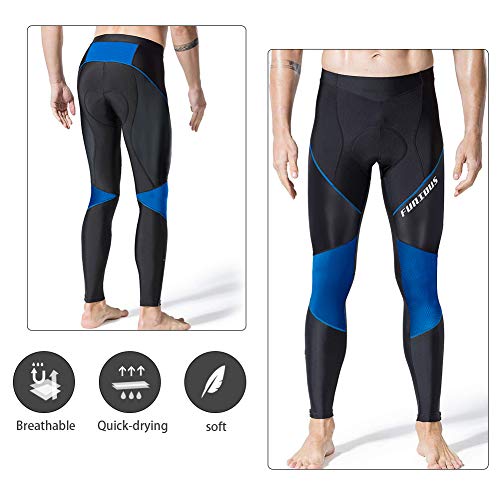 MEETWEE Pantalones de ciclismo para hombre, pantalones largos de bicicleta, mallas de leggings transpirables 3D con esponja acolchada para ciclista (Blue-a, L)