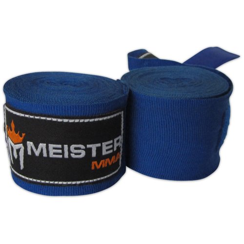 Meister 180" Vendas para Manos de algodón elásticas para MMA y Boxeo (Par) - Azul