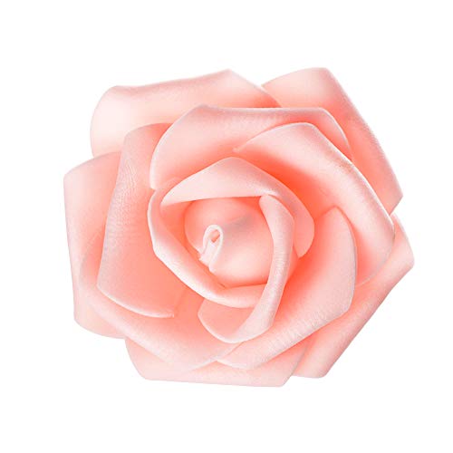 MEJOSER 50pcs Flores Rosas Artificiales en Espuma Cabezas de Rosa 7cm Rosas Falsas Decoración Boda Mesa Fiesta San Valentín Hogar Manualidades Oso Color de Champán
