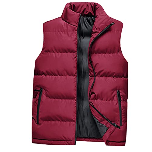 Men's Spring Winter Autumn Sleeveless Warm Jacket Padded Gilet Vest Warm Waistcoat with Zip Pocket 5XL
