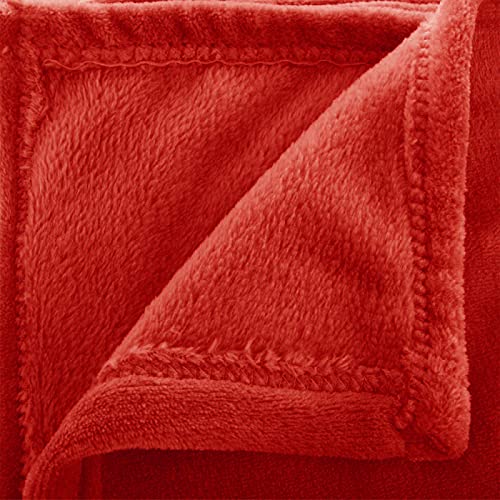 MERCURY TEXTIL - Manta Terciopelo Suave,Mantas Franela, Multiusos (210 X 230 CM, Rojo)