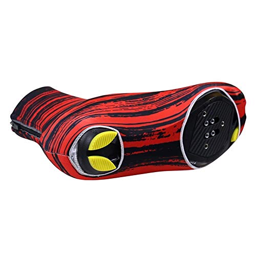 Merourii - Cubrezapatos de ciclismo de neopreno, impermeable, cortavientos y antipolvo, con bloqueo automático rojo XL