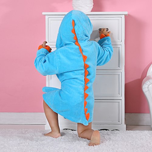 MICHLEY Bebé Ropa Niños Niñas Albornoz Capucha manta Toalla Pijamas Baño Algodón Animale para (Azul 3-5T)