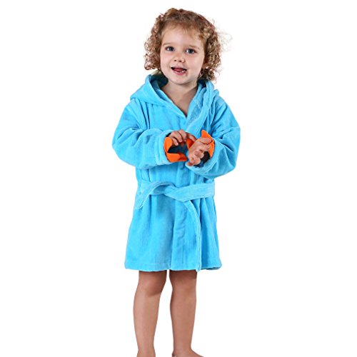 MICHLEY Bebé Ropa Niños Niñas Albornoz Capucha manta Toalla Pijamas Baño Algodón Animale para (Azul 3-5T)