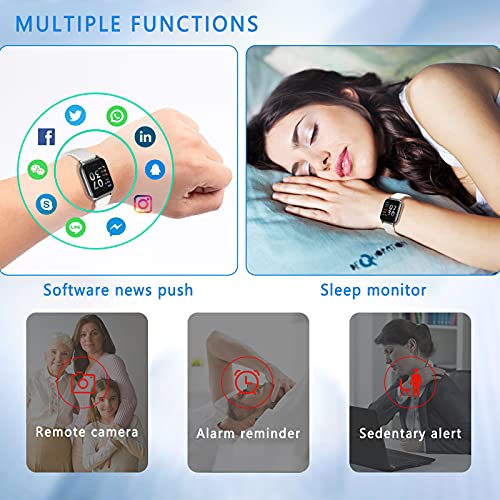 MicLee Reloj inteligente para mujer y hombre, pulsera de actividad Bluetooth, resistente al agua, IP68, pantalla de alta definición, ajustes multilingües, reloj deportivo, para iOS y Android