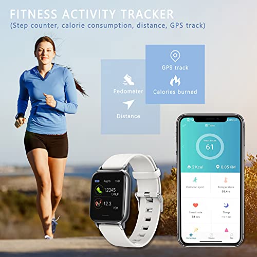 MicLee Reloj inteligente para mujer y hombre, pulsera de actividad Bluetooth, resistente al agua, IP68, pantalla de alta definición, ajustes multilingües, reloj deportivo, para iOS y Android