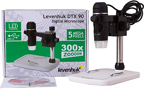 Microscopio Digital Portátil Levenhuk DTX 90 (10–300x) con Cámara Desmontable para Uso en Electrónica, Joyería, Biología, Zoología y Otros Ámbitos