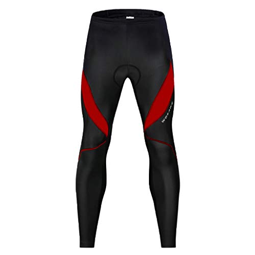 Milageto Pantalones térmicos de ciclismo, mallas de equitación de silicona para bicicleta de montaña, unisex negro/rojo M