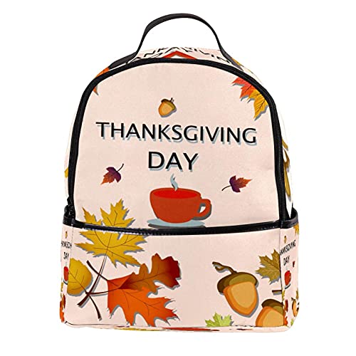Mini mochila para mujer, bolsa de viaje de cuero, hoja de arce de avellana de Acción de Gracias para el trabajo, la escuela, al aire libre