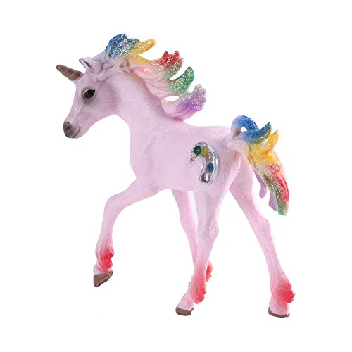 Mini modelo de caballo rosa, modelo de caballo de juguete de plástico colorido