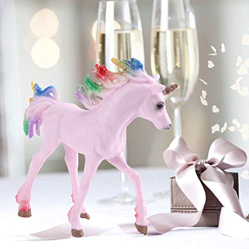 Mini modelo de caballo rosa, modelo de caballo de juguete de plástico colorido