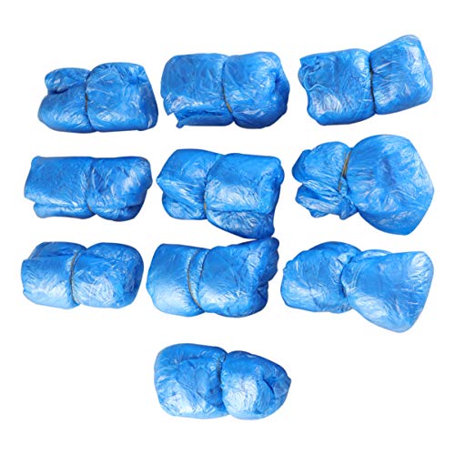 minkissy 100 Piezas de Calzado Desechable Cubre Banda Elástica a Prueba de Polvo Impermeable Antideslizante Cubre Botas de Plástico Cubrezapatos para Días Lluviosos Al Aire Libre Interior