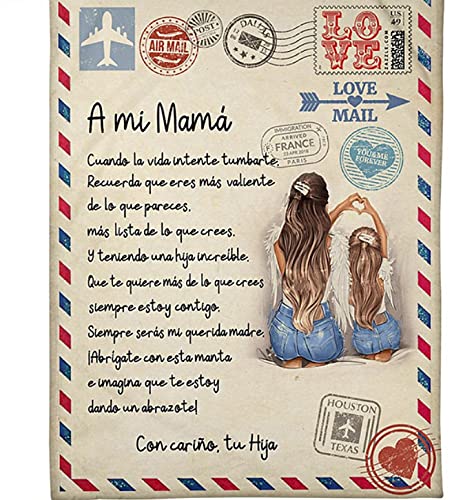 Minyose A Mi Mamá-Manta De Lana Premium Carta A Mi Mamá Express Love Versión En Español Manta Fina Regalo del Día De La Madre 130 * 150Cm