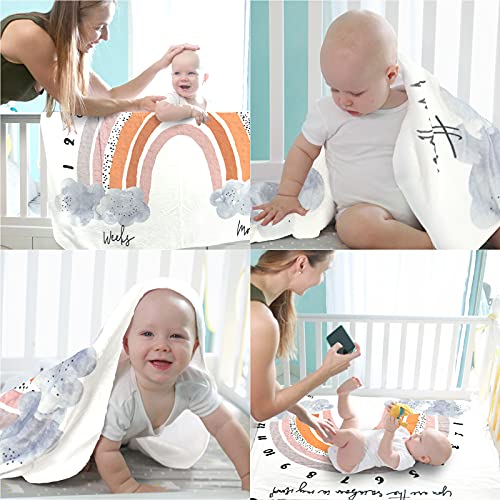 Miracle Baby Manta Mensual De Hito para Bebé, Manta de Hito Recién Nacidos para Fotos , Regalos Personalizados para Futuras bebé, Registre la Edad y el Crecimiento de Bebé.（150cm*120cm）