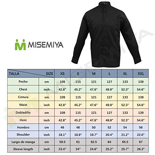 MISEMIYA - Camisa Uniforme Camarero Caballero Cuello Mao Mangas LARGAS MESERO DEPENDIENTE Barman COCTELERO PROMOTRORES - Ref.827-4, Negro