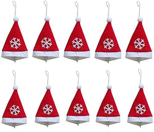 Miss-shop Mini Sombrero de Navidad,Navidad Cubiertos de Plata Bolsillos 10 Piezas Bolsa de Sombreros de Santa Claus para Tenedor Bolsa de Vino Tapa de Cena Mesa Decoración