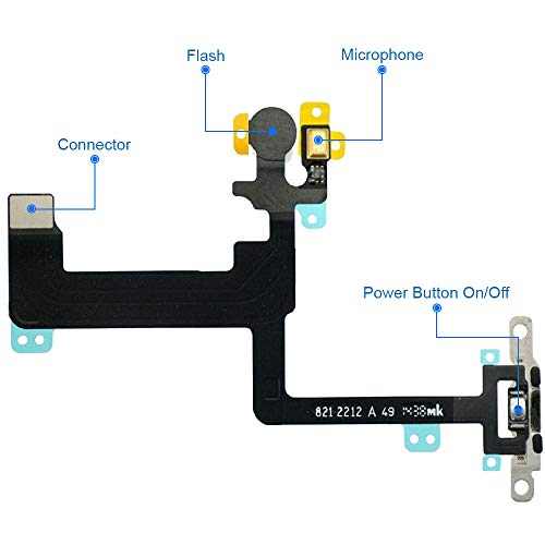 MMOBIEL Botón de Encendido/Control de Volumen Compatible con iPhone 6 2014 - Power On Off Button Cable Flex - Incl. Mute Switch, Micrófono, Flash y Destornilladores