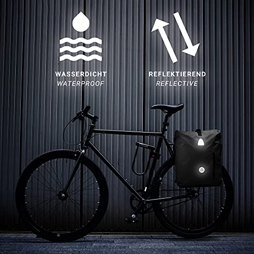 MNT10 Bolsa de bicicleta 4 en 1, portaequipajes en 18 l, 25 l, bolsa para portaequipajes, mochila, bolsa seca y bandolera en 1, impermeable y reflectante, para montar en bicicleta, para excursiones