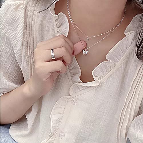 Moda Collar Joyas Gargantilla Collar de mariposa brillante para mujer, exquisito collar de cadena de clavícula de doble capa, joyería para mujer, regalo Parejas Fiesta San Valentín Cumpleaños Regalos