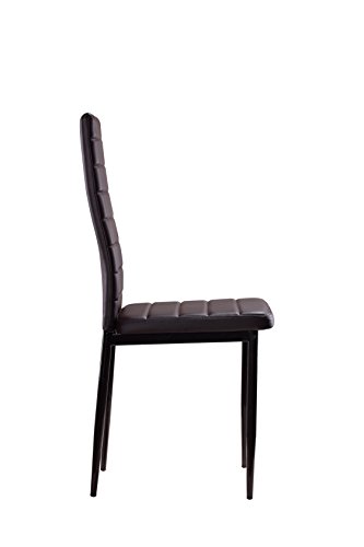 MOG CASA - Conjunto de 2, 4 o 6 sillas de Comedor con Patas metálicas y tapizadas de Piel sintética alcochado - Dimensiones 42x42x98cm (Choco, 6)