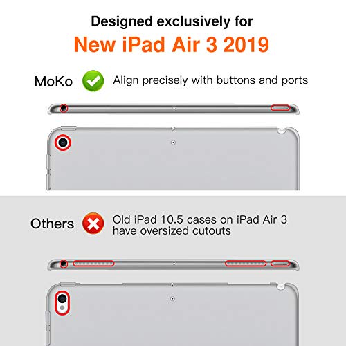 MoKo Compatible con New iPad Air (3rd Generation) 10.5" 2019 Funda, Delgado y Ligero Protector con Magnética Función de Cargar/Par y Auto Sueño/Estela para New iPad Air 3 2019 - Oro Rosa
