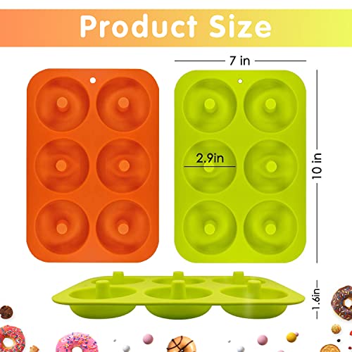 Molde para Donut de Silicona, Juego de 2 Molde de Silicona para Hornear Donut, Antiadherente Molde de Silicona Apto para Lavavajillas, Horno, Microondas, Congelador