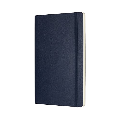 Moleskine - Cuaderno Clásico con Hojas Lisas, Tapa Blanda y Cierre Elástico, Color Azul Zafiro, Tamaño Grande 13 x 21 cm, 192 Hojas