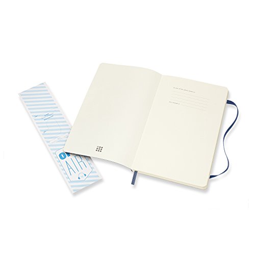 Moleskine - Cuaderno Clásico con Hojas Lisas, Tapa Blanda y Cierre Elástico, Color Azul Zafiro, Tamaño Grande 13 x 21 cm, 192 Hojas