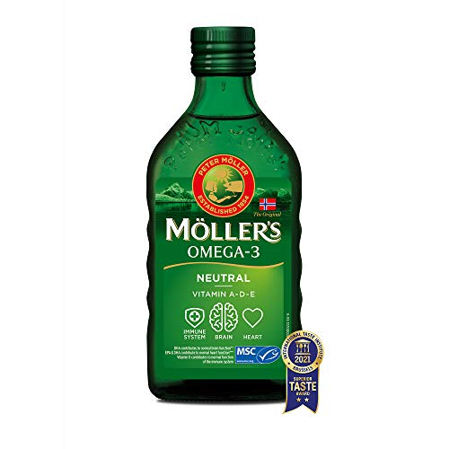 Moller’s ® | Aceite de hígado de bacalao con omega 3 | Complemento dietético con omega 3, EPA, DHA y vitaminas A, D y E | Aceite de hígado de bacalao | Sabor Neutro | 250 ml
