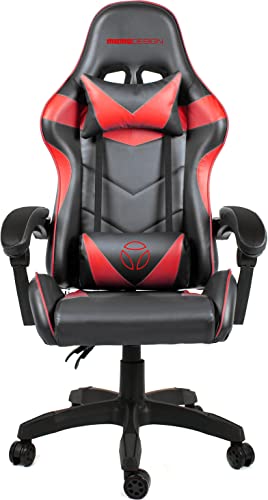 Momo Design MD-GC004E-KR Silla Gaming, Negro con Acabado Rojo, Standard