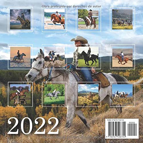 Montar a caballo Calendario 2022: Calendario 2022 8.5''x8.5'' - Regalos para familiares y amigas amigos - Animales divertidos