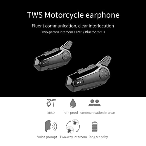 Montloxs Intercomunicador BT para motocicleta con cas-co de radio FM, auriculares BT, sistema de comunicación universal impermeable para motocicleta ATV Dirt Bike