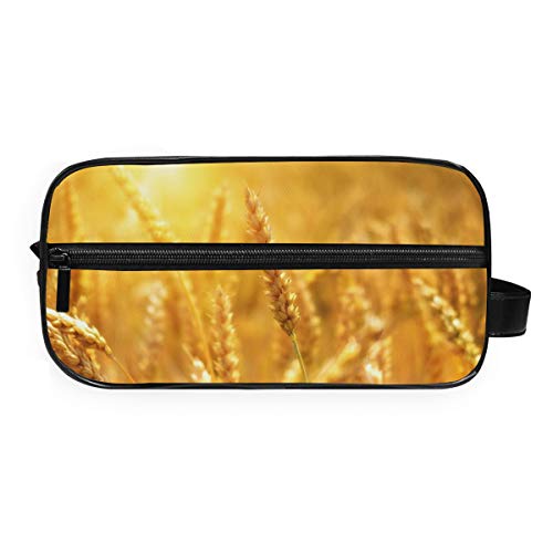 Montoj - Neceser para guardar cosméticos, diseño de trigo al amanecer, color dorado