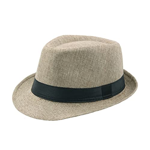 mothcattl Sombrero cálido - Sombrero de fieltro Fedora de color sólido para hombre Sombrero de Panamá Cap Boater Summer Beach Sunhat, rosso, L