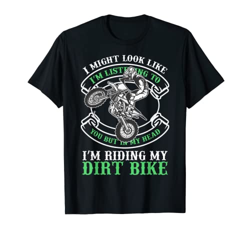 Motocross Jinetes En Mi Cabeza Estoy Montando Mi Dirt Bike Amantes Camiseta