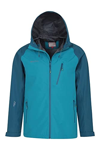 Mountain Warehouse Chaqueta Impermeable de 3 Capas Terrain Extreme de Hombre - Transpirable, Ligera, Forrada de Malla, Costuras Selladas - Ideal para Viajar, Aire Libre Azul petróleo XS