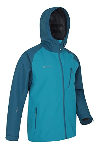 Mountain Warehouse Chaqueta Impermeable de 3 Capas Terrain Extreme de Hombre - Transpirable, Ligera, Forrada de Malla, Costuras Selladas - Ideal para Viajar, Aire Libre Azul petróleo XS