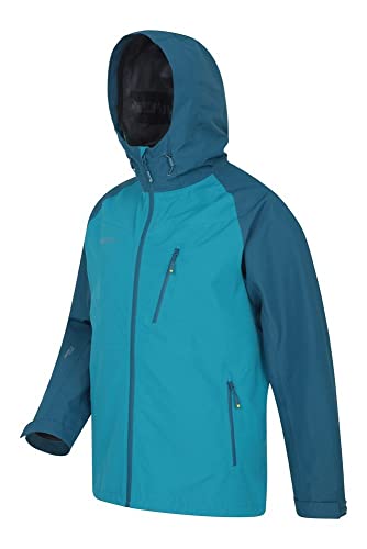 Mountain Warehouse Chaqueta Impermeable de 3 Capas Terrain Extreme de Hombre - Transpirable, Ligera, Forrada de Malla, Costuras Selladas - Ideal para Viajar, Aire Libre Azul petróleo XS