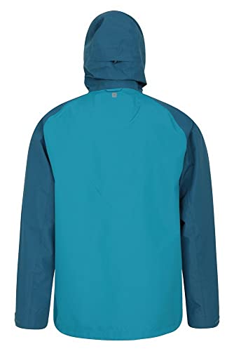 Mountain Warehouse Chaqueta Impermeable de 3 Capas Terrain Extreme de Hombre - Transpirable, Ligera, Forrada de Malla, Costuras Selladas - Ideal para Viajar, Aire Libre Azul petróleo XS