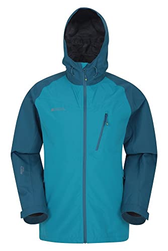 Mountain Warehouse Chaqueta Impermeable de 3 Capas Terrain Extreme de Hombre - Transpirable, Ligera, Forrada de Malla, Costuras Selladas - Ideal para Viajar, Aire Libre Azul petróleo XS