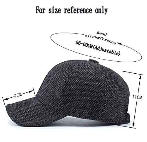MRACSIY Gorra de béisbol unisex Gorras de invierno Sombreros para circunferencia de la cabeza 56-60cm (gris)