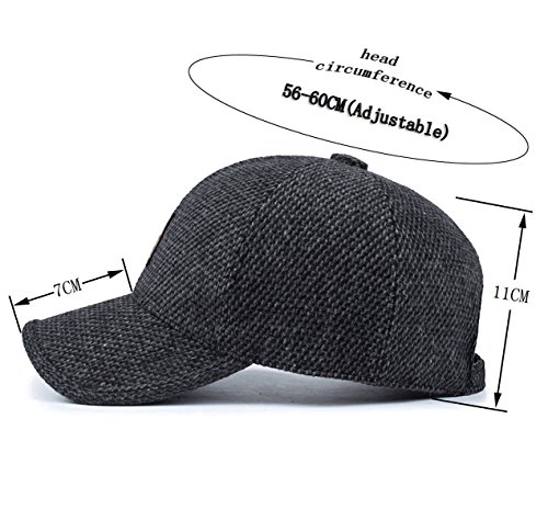 MRACSIY Gorra de béisbol unisex Gorras de invierno Sombreros para circunferencia de la cabeza 56-60cm (Negro)