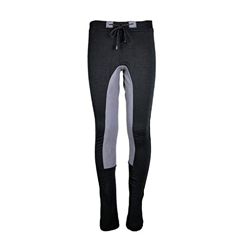 MS-Trachten Leggings de equitación para niños Leni Rit, pantalones de jogging y equitación con ribete completo, Negro/Ribete Gris, 158-164 cm