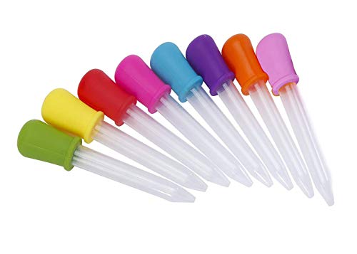 MUCHEN SHOP Graduadas de Líquido,8 Pack 5 ML Goteros Líquidos de Silicona y Plástico Pipetas Cuentagotas con Bombilla Punta para Moldes de Caramelo Chocolate Gummy Multicolor