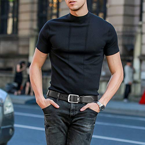 MUCO Cinturón de cuero negro marrón Hombres Hebilla Durable Cuero Cinturón Conveniente para los pantalones vaqueros del traje Para hombres
