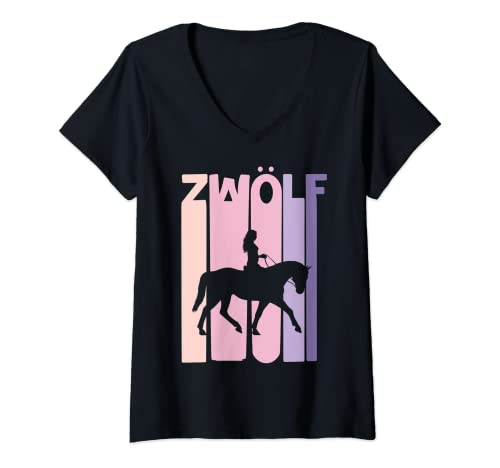 Mujer 12º cumpleaños regalo jinete, caballo, fanático, 12 años niña Camiseta Cuello V