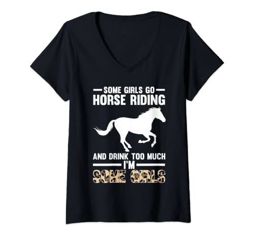Mujer Algunas chicas van a montar a caballo y beber Equitación Camiseta Cuello V