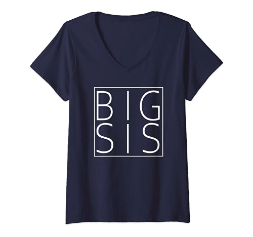 Mujer Big Sis Minimal Square Family Matching Tee Boxed Big Sister Camiseta Cuello V