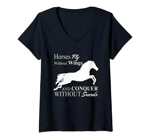 Mujer Caballos mosca sin alas - Amante del caballo divertido Camiseta Cuello V