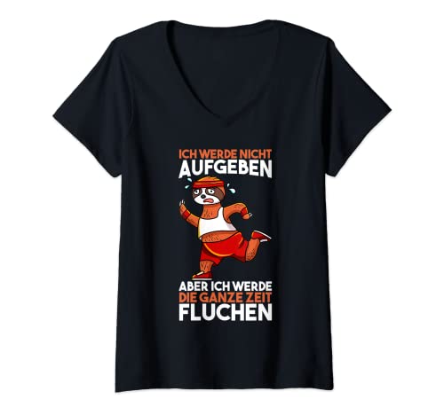 Mujer Camino de mesa con texto en alemán "Ich Werde nicht Aufgeben Ganze Zeit blaschen Camiseta Cuello V